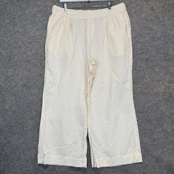 Pact Pants - Pact Organic Wide Leg Cotton Linen Pants Womens XL Stretch Lightweight Cream
